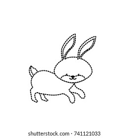 dotted shape cute rabbit wild animal icon