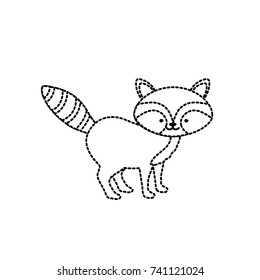 dotted shape cute raccoon wild animal icon