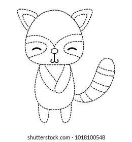 dotted shape cute and shy raccoon wild animal
