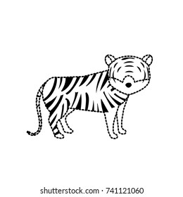 dotted shape cute tiger wild animal icon