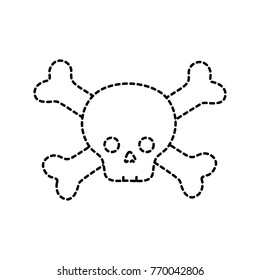 dotted shape darger skull with bones to death symbol