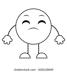dotted shape disappointed emoji expression with arms and legs