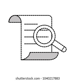 dotted shape document information paper with magnifying glass