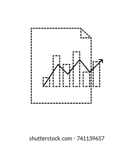 dotted shape document with statistics bar diagram and arrow growing