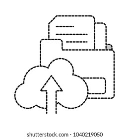 dotted shape documents inside file folder and cloud loading