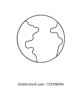 dotted shape earth planet with geography ocean map