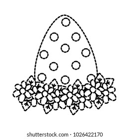 dotted shape egg easter with points and flower decoration