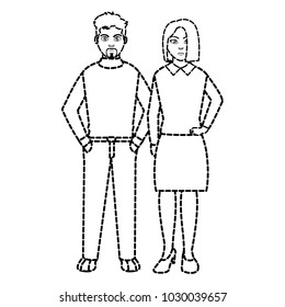 dotted shape elegant businesspeople with hairstyle design and clothes