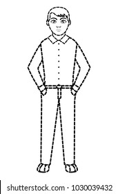 dotted shape elegant man with hairstyle design and clothes