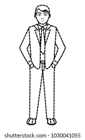 dotted shape elegant man with shirt and tie style