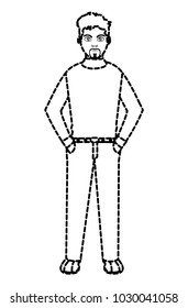 dotted shape elegant man with shirt and pant style