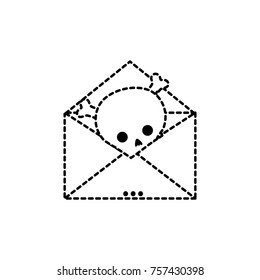 dotted shape e-mail letter message with danger skull virus