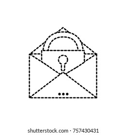 dotted shape e-mail mesage with padlock insite to security information