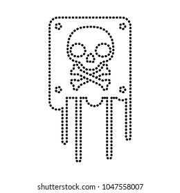 dotted shape emblem skull with bones to danger message