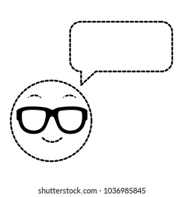 dotted shape emoji cool face with chat bubble