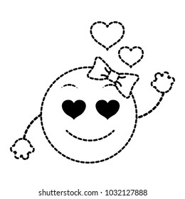 dotted shape enamored female emoji face with arms