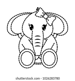 dotted shape female elephant cute animal with ribbon bow