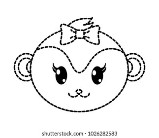 dotted shape female monkey head cute animal