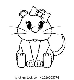dotted shape female mouse cute animal with ribbon bow
