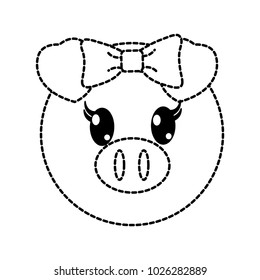 dotted shape female pig head cute animal