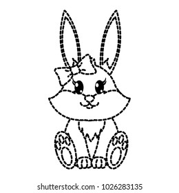 dotted shape female rabbit cute animal with ribbon bow