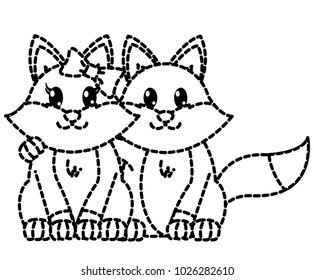 dotted shape fox couple cute animal together