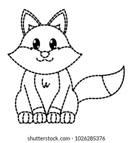 dotted shape fox cute wild animal character