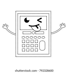 dotted shape funny calculator object kawaii with arms