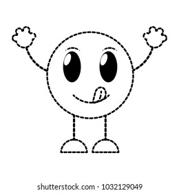 dotted shape funny emoji expression with arms and legs