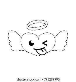 dotted shape funny heart angel kawaii cartoon