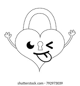 dotted shape funny heart padlock kawaii personage