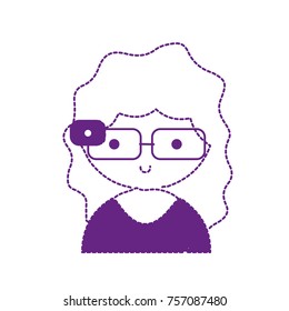 dotted shape girl with 3d glasses to virtual video game