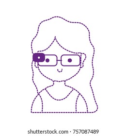 dotted shape girl with 3d glasses to virtual video game