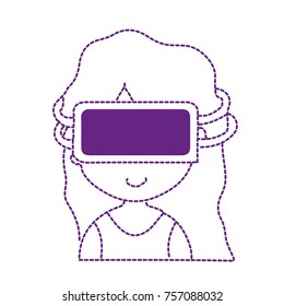 dotted shape girl with 3d glasses to virtual video game