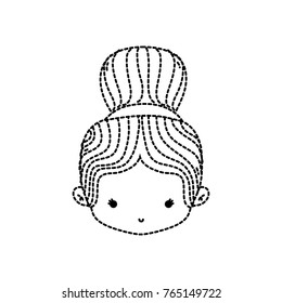 dotted shape girl head with bun hair design