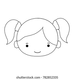 dotted shape girl head with two tails hair