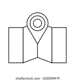 dotted shape global atlas map with location symbol