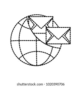 dotted shape global connection with e-mail letter message