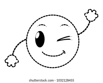 dotted shape good emoji face expression with arms