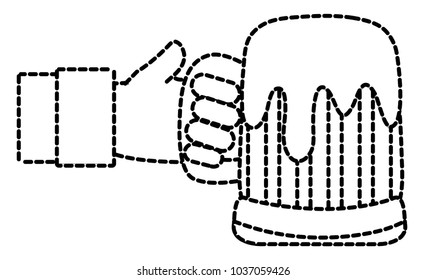 dotted shape hand man with beer alcohol glass