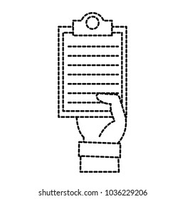 dotted shape hand man with check list document
