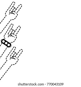 dotted shape hands up with rock gesture communication