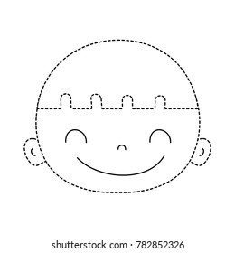 dotted shape happy avatar boy head with hair