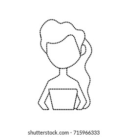 dotted shape happy bride with hairstyle and elegant gown