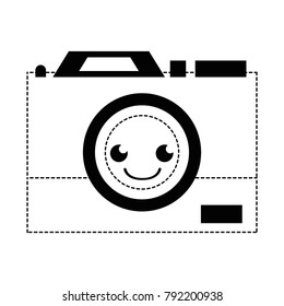 dotted shape happy camera technology kawaii cartoon