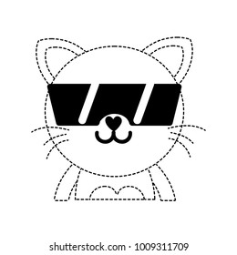 dotted shape happy cat adorable feline animal with sunglasses