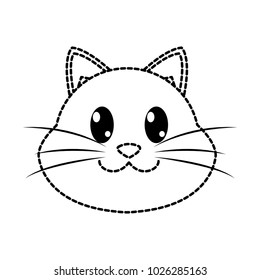 dotted shape happy cat head cute animal character