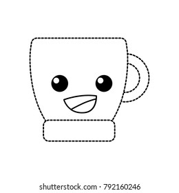 dotted shape happy coffee cup kawaii cartoon