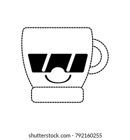 dotted shape happy coffee cup kawaii with sunglasses