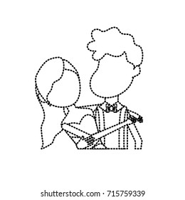 dotted shape happy couple together and romantic celebration